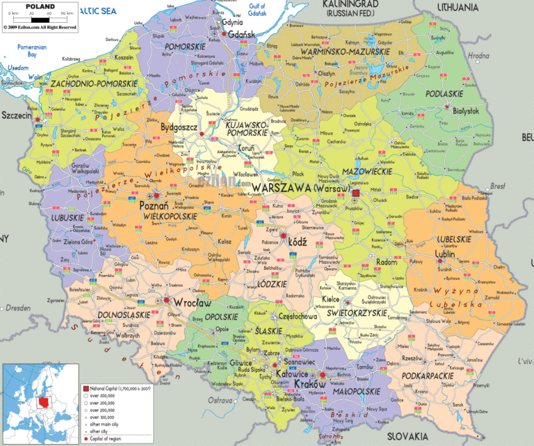 Bản đồ hành chính Ba Lan khổ lớn