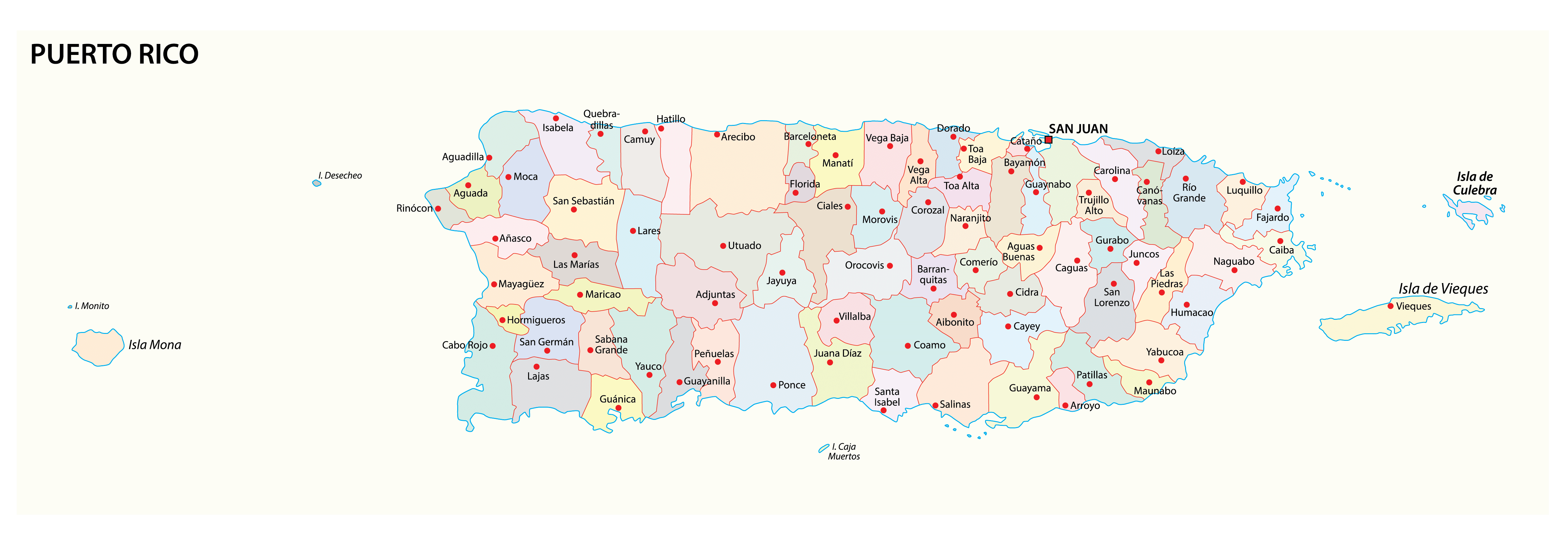 Municipalities of Puerto Rico Map