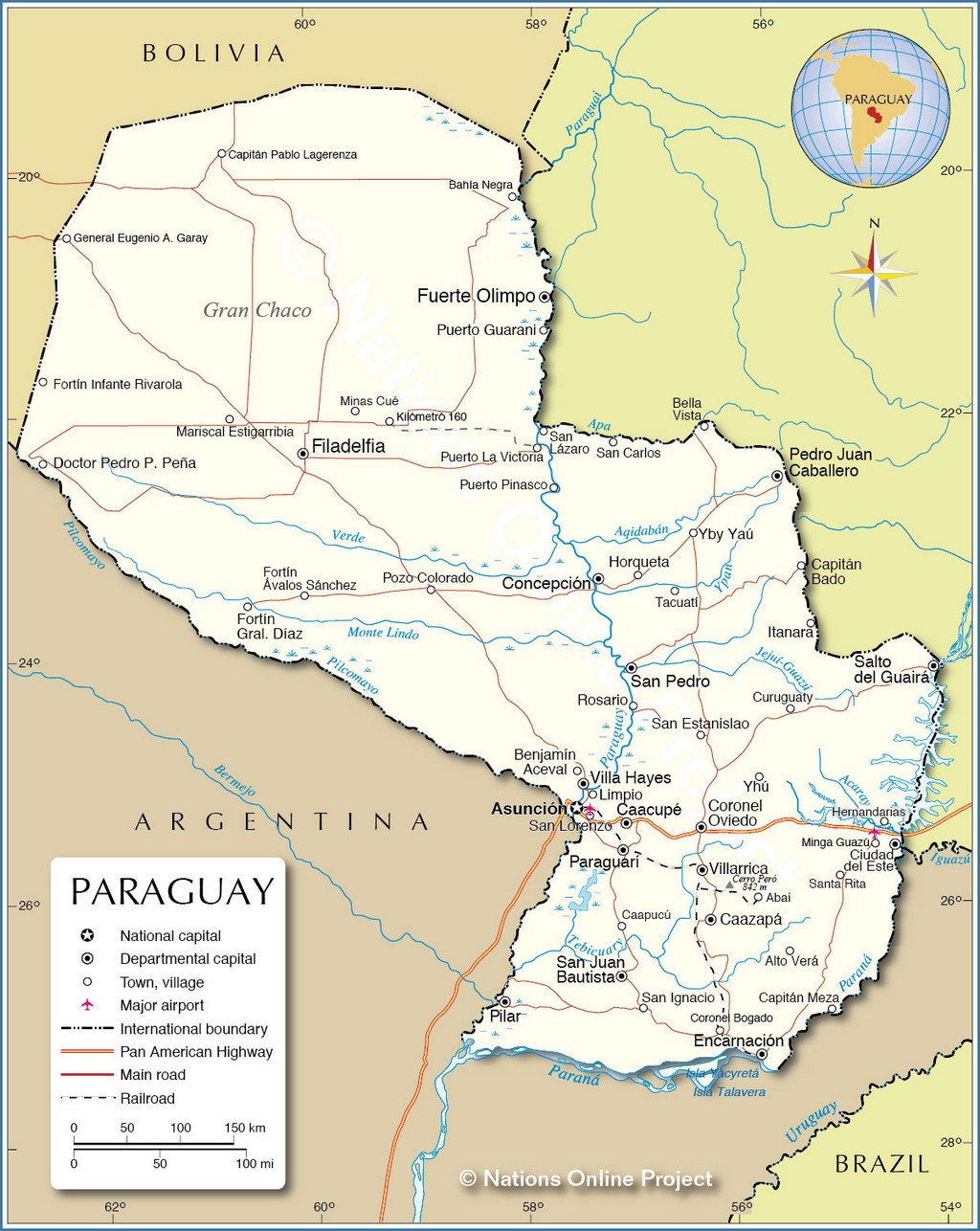 Bản đồ hành chính của Paraguay