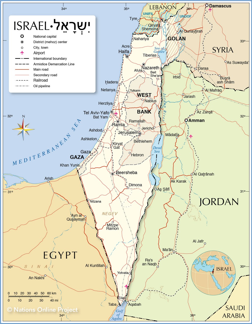  Bản đồ hành chính của Israel với những người buồn chán và các thành phố