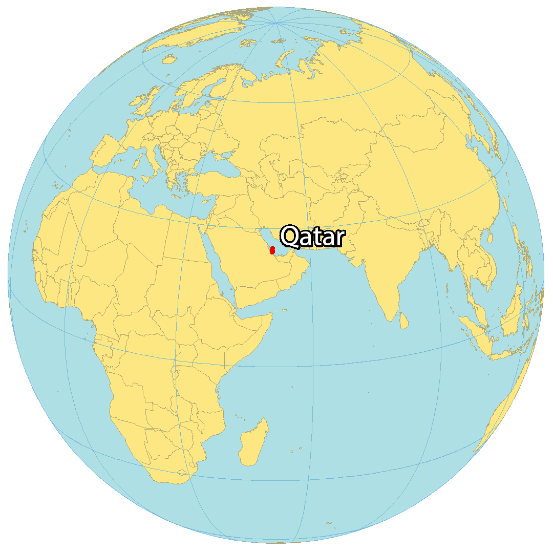 Bản đồ vị trí của Qatar. Nguồn: gisgeography.com
