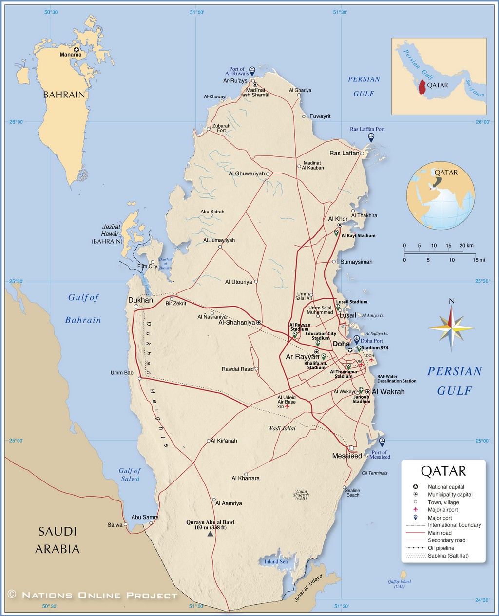 Bản đồ hành chính Qatar