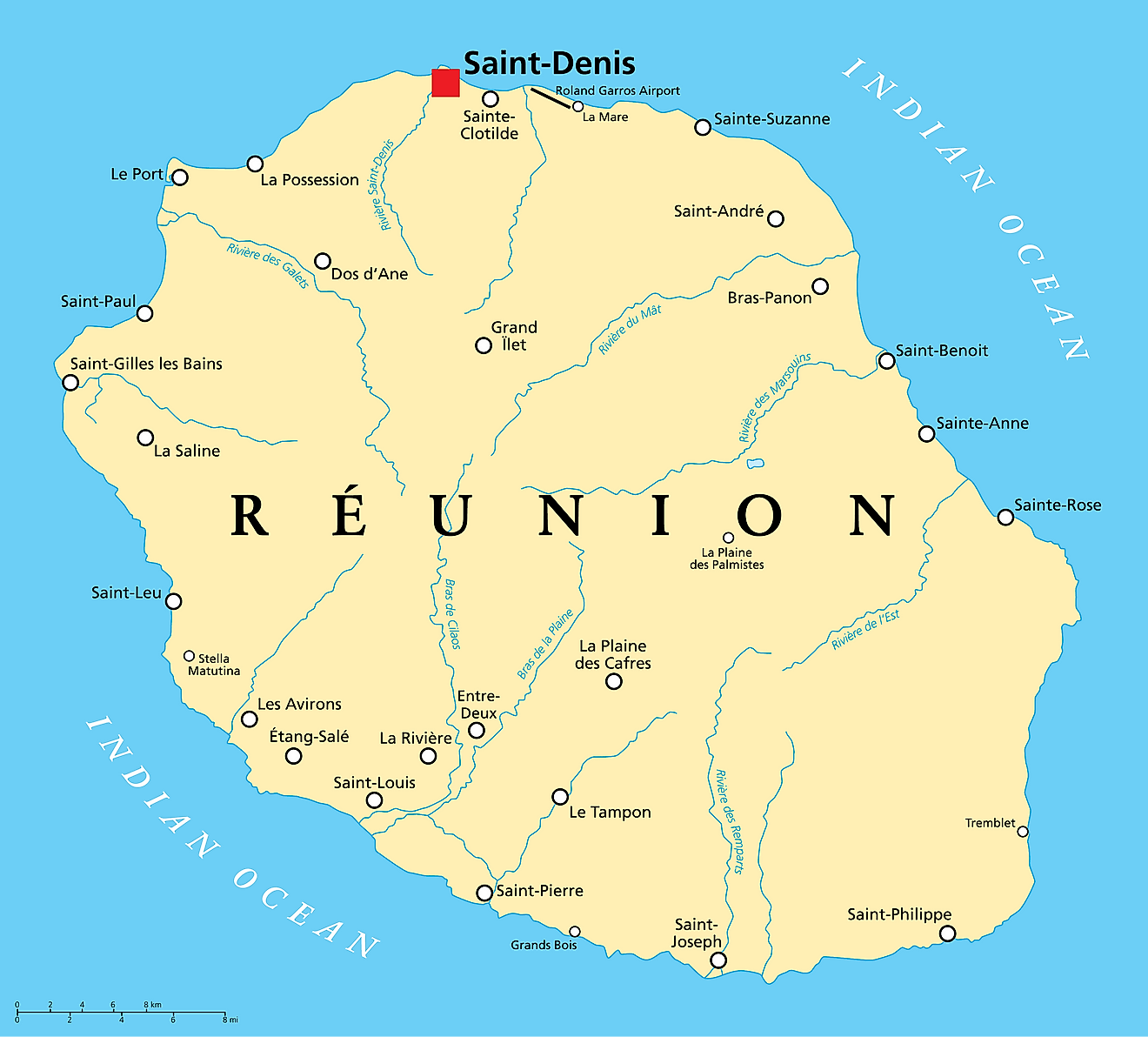 Bản đồ hành chính của Reunion
