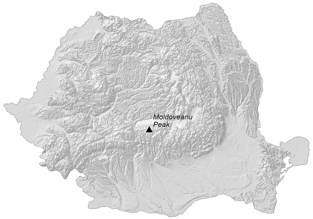 Bản đồ độ cao Romania