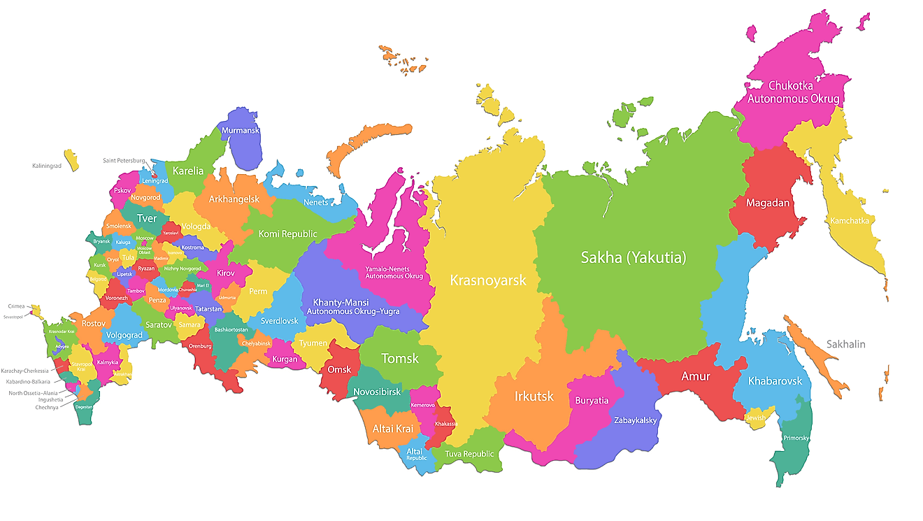 Chủ thể liên bang Bản đồ Nga