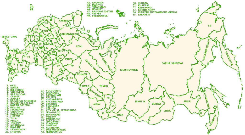 Bản đồ Liên bang Nga