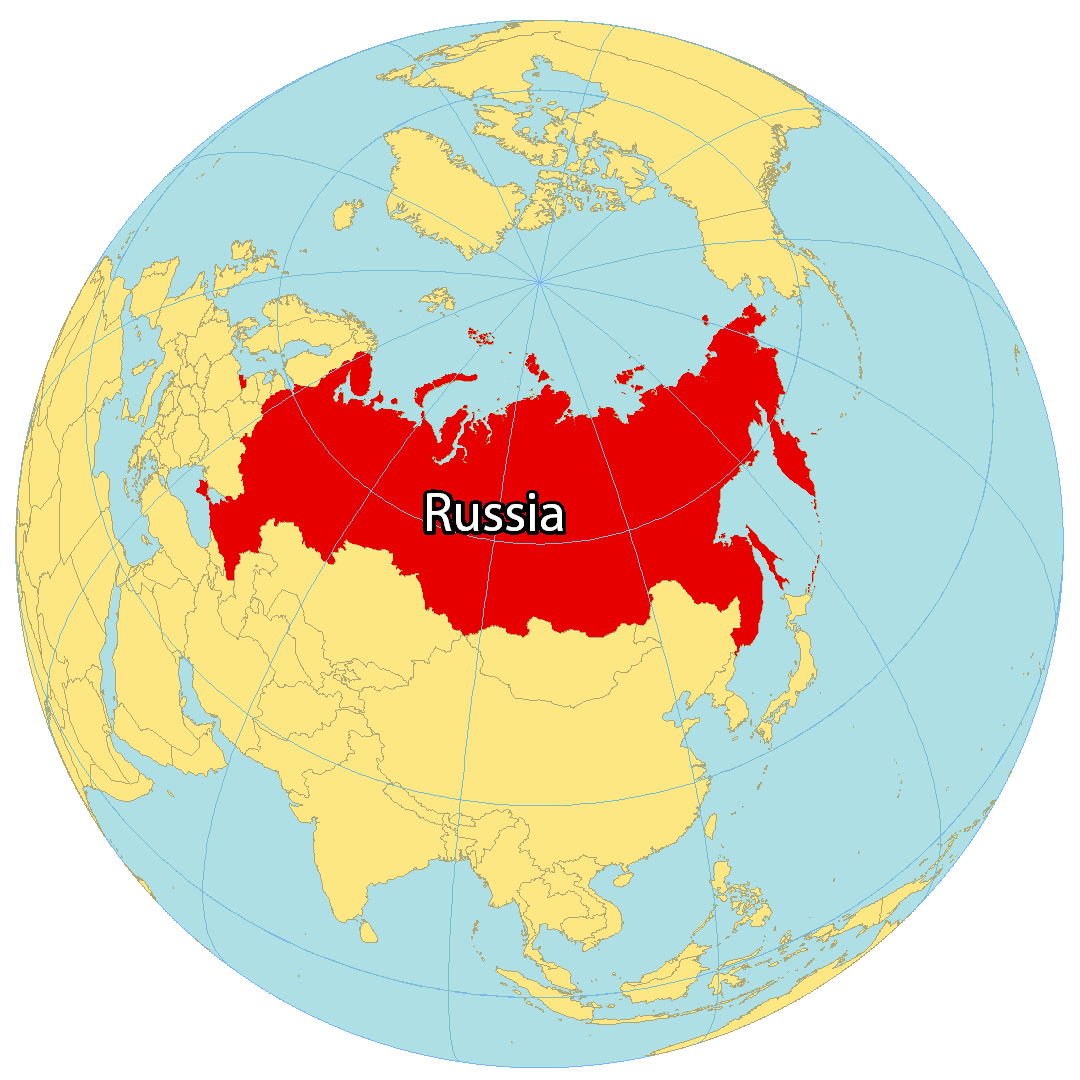 Bản đồ vị trí của Nga. Nguồn: gisgeography.com