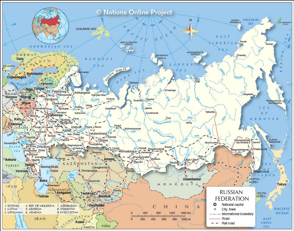 Bản đồ hành chính của Nga