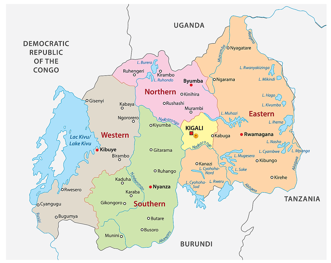 Bản đồ các tỉnh của Rwanda