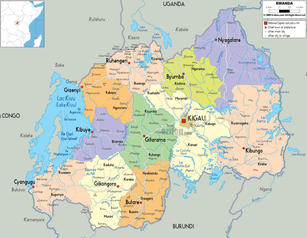 Bản đồ hành chính Rwanda
