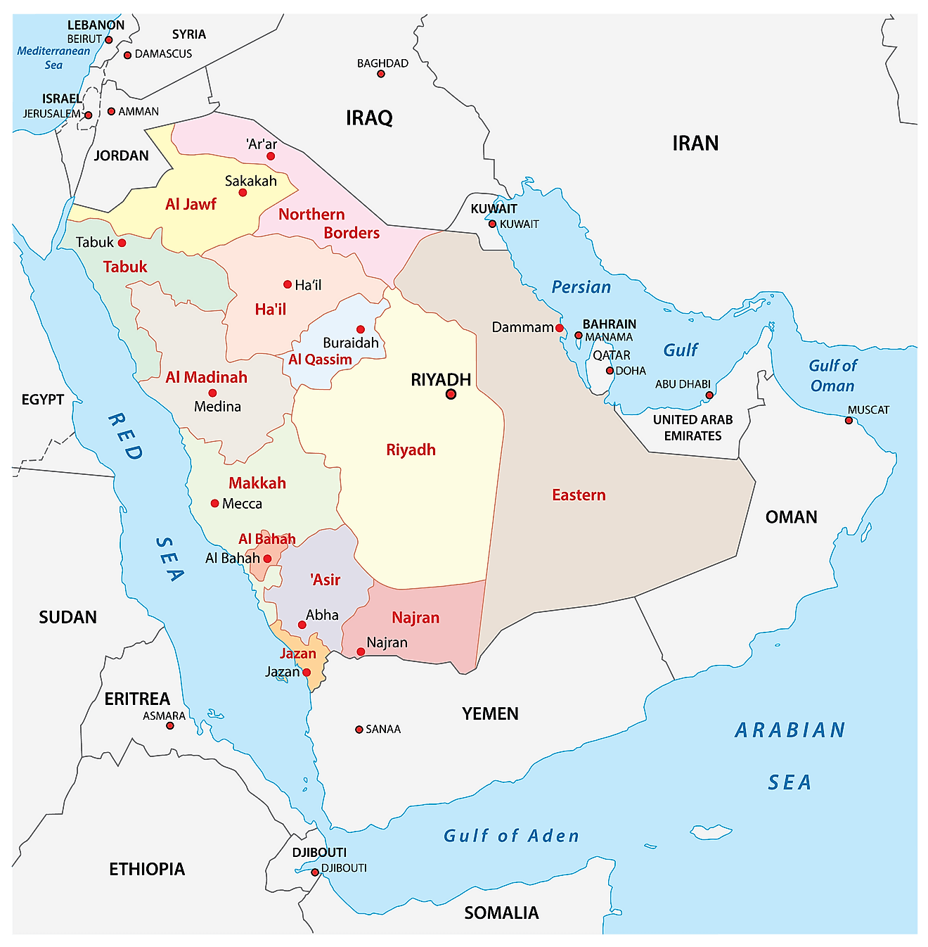 Bản đồ Các Tiểu vương quốc Ả Rập Saudi