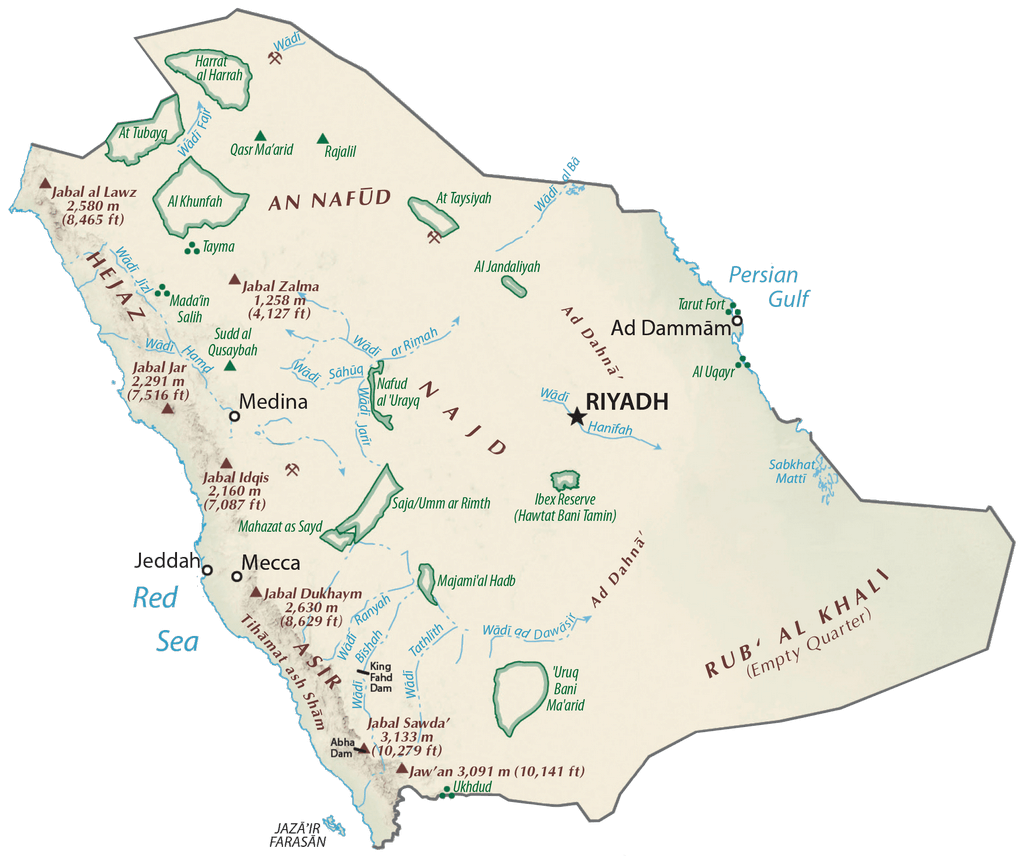 Saudi Arabia Topographic Map