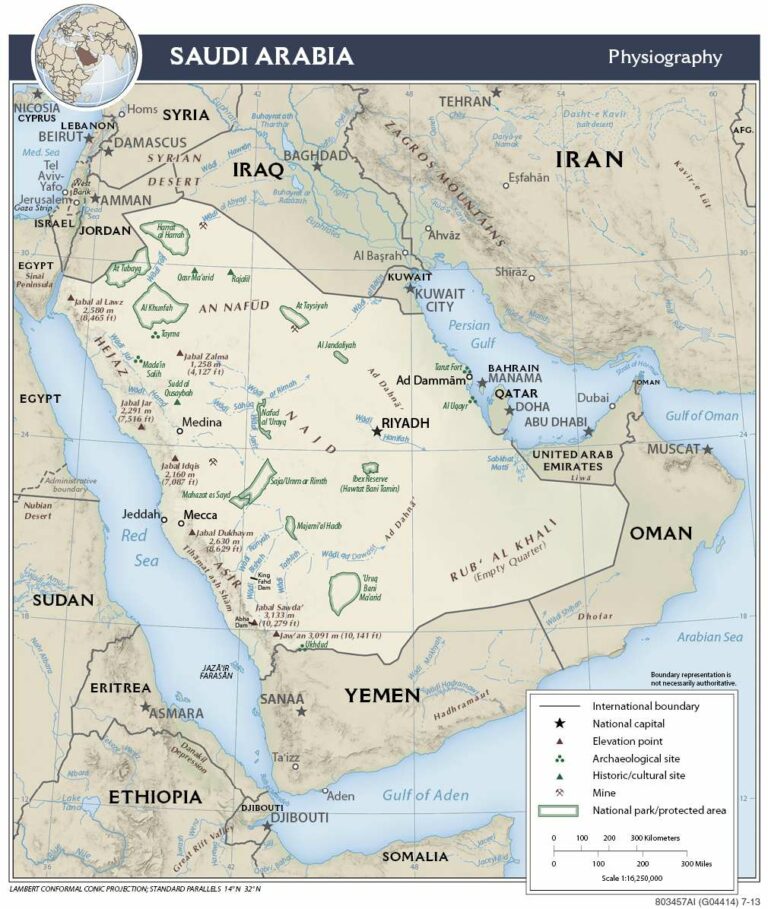 Bản đồ địa lý Ả Rập Xê Út