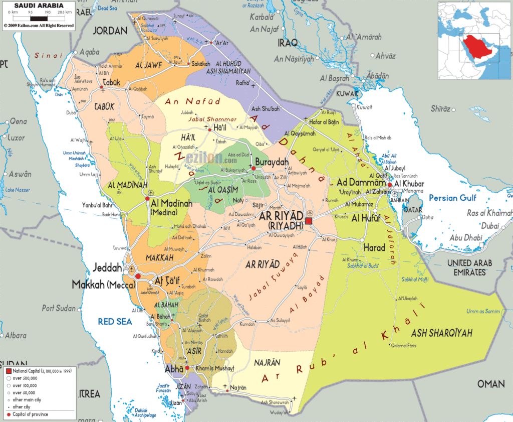 Saudi Arabia political map.
