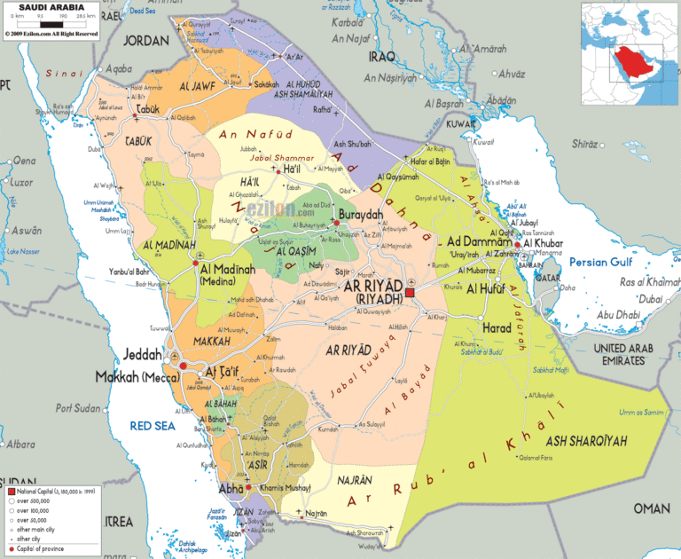 Bản đồ hành chính Ả Rập Xê Út khổ lớn