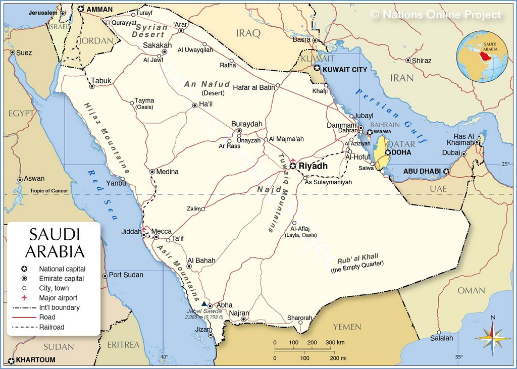 Ả Rập, Bản đồ hành chính của Ả Rập Saudi
