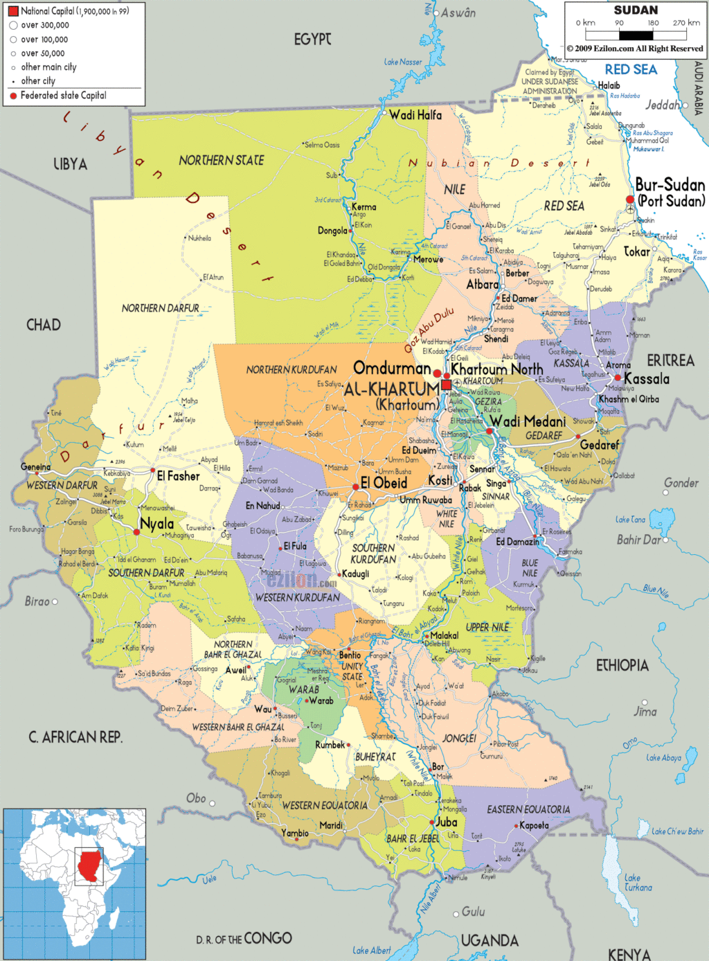 Bản đồ hành chính Sudan