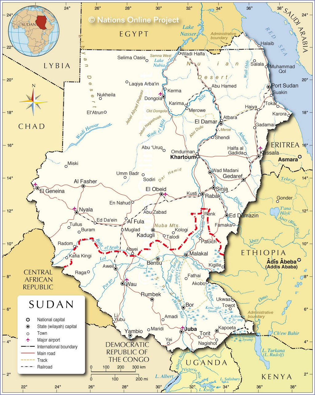 Bản đồ hành chính của Sudan