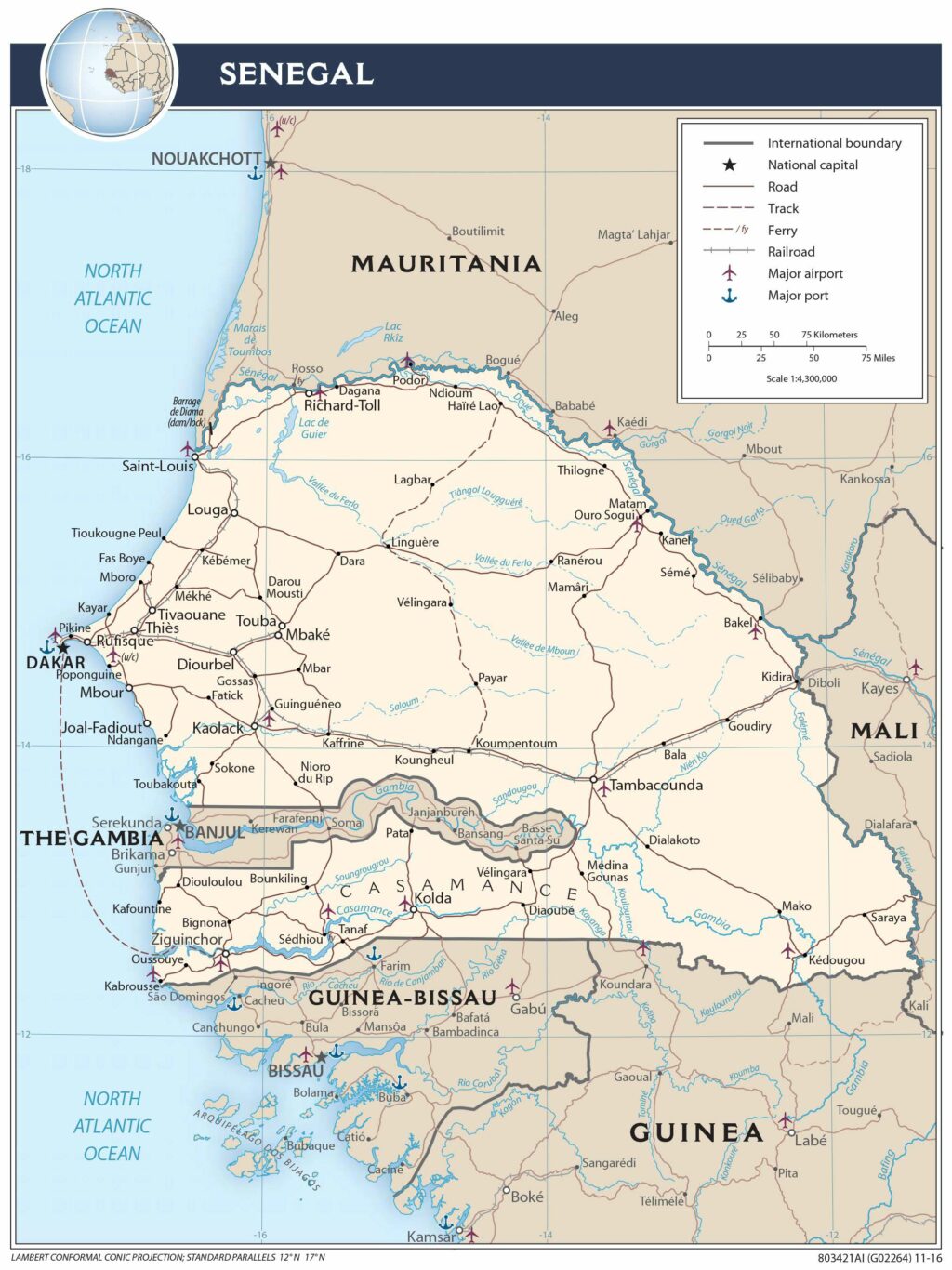 Bản đồ giao thông Senegal