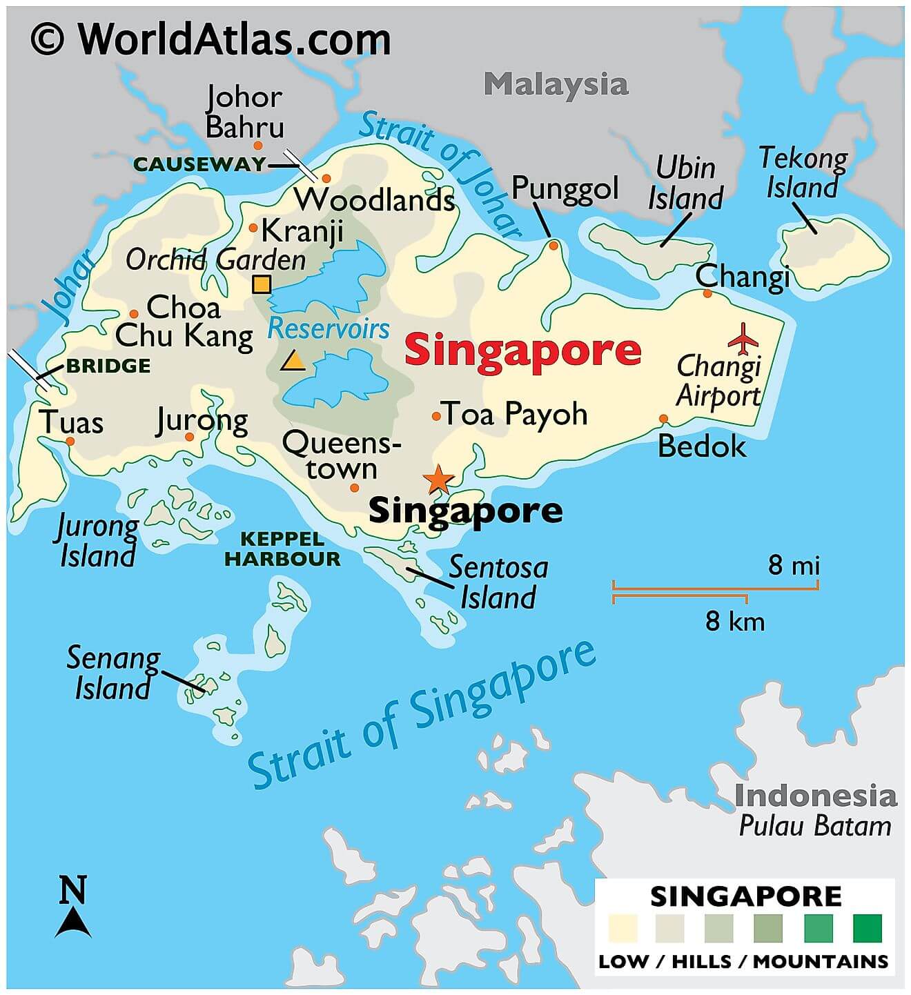 Bản đồ vật lý của Singapore