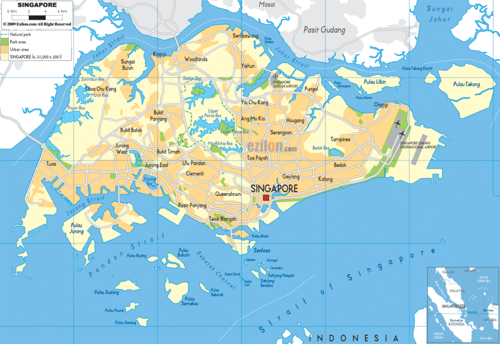 Singapore political map.