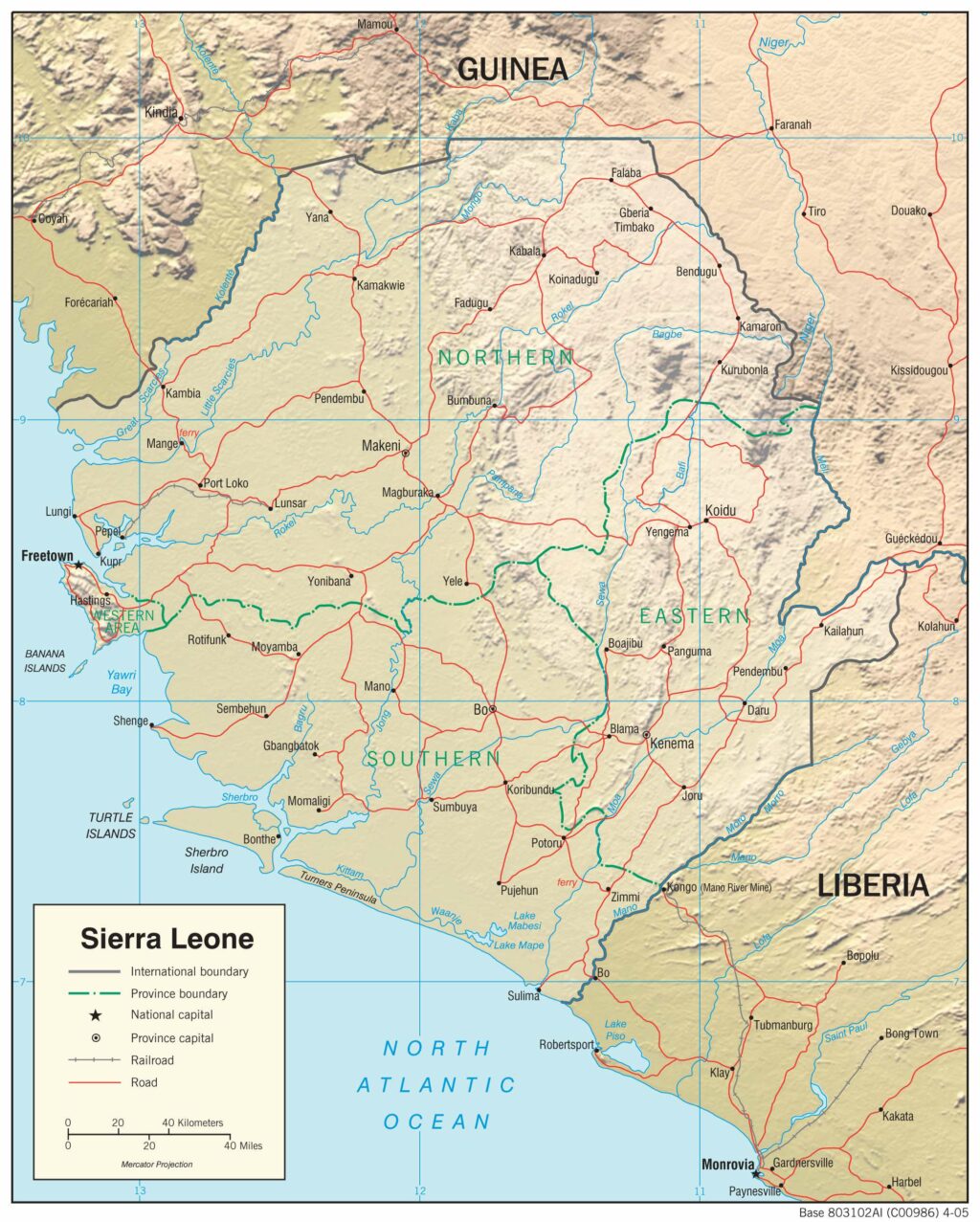 Sierra Leone administrative map.