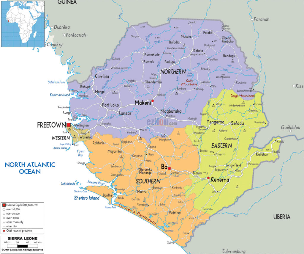 Sierra Leone political map.