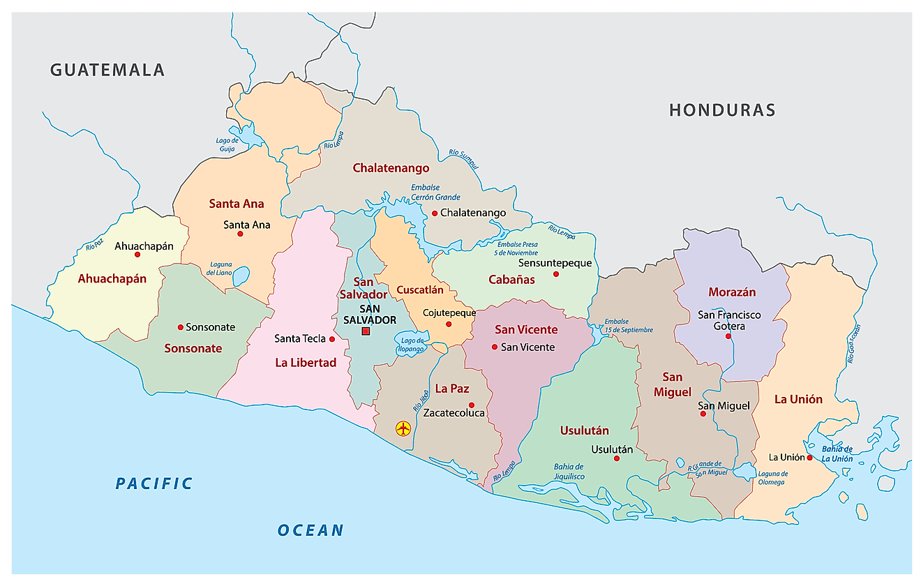 Bản đồ các tỉnh của El Salvador