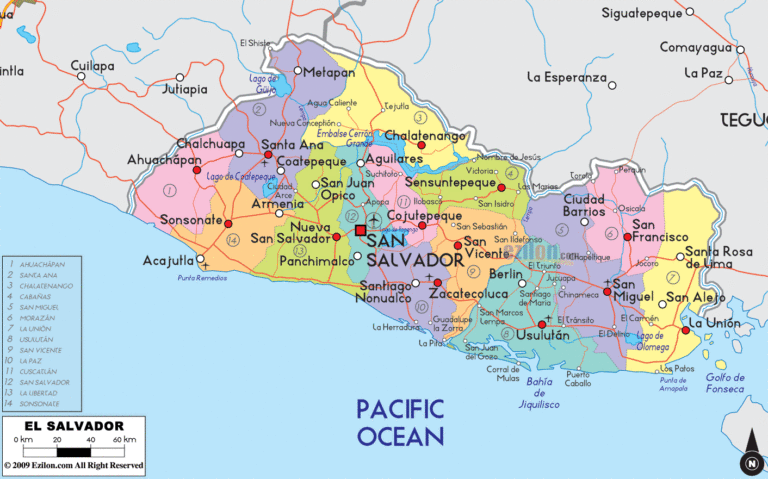 Bản đồ hành chính El Salvador khổ lớn