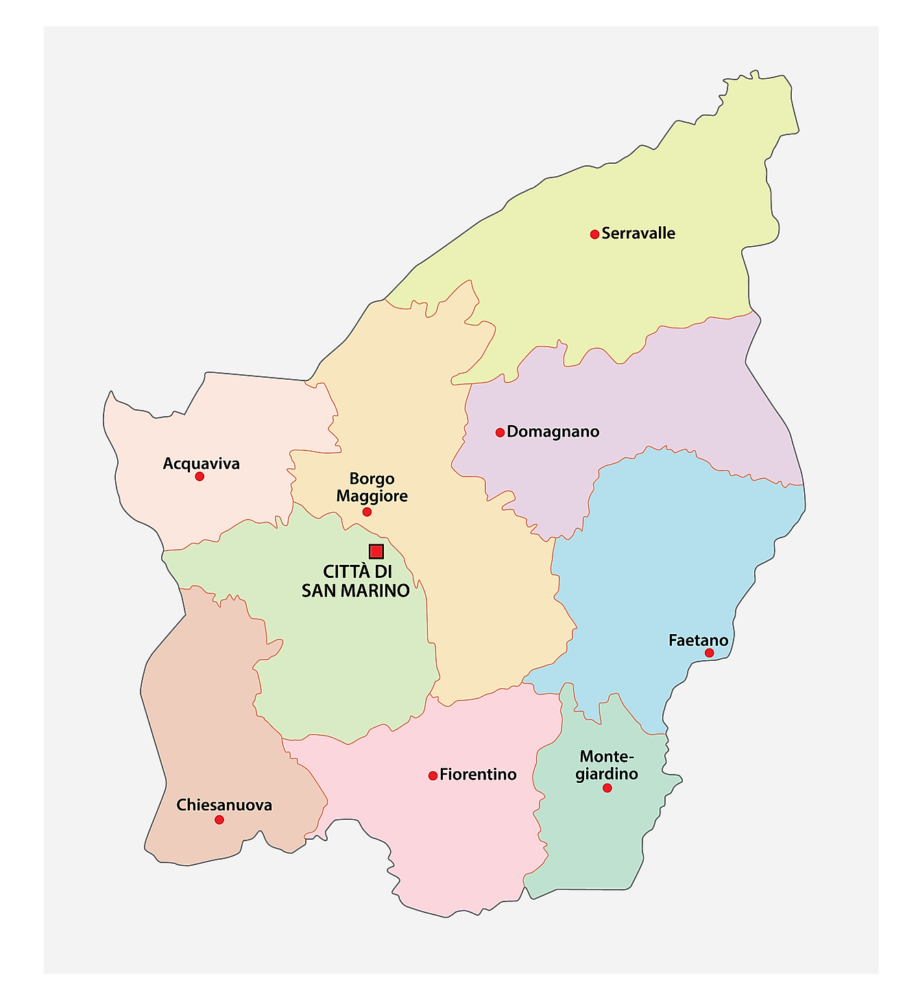 Bản đồ các đô thị của San Marino
