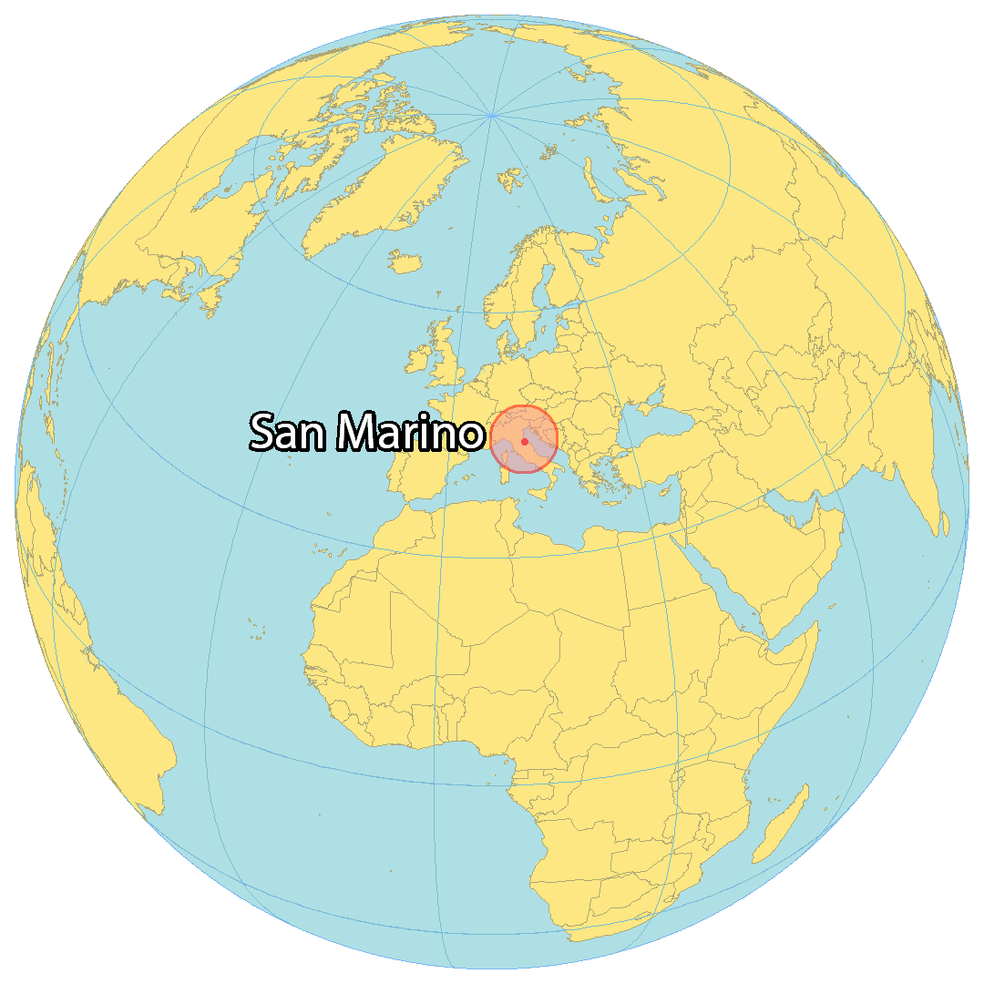 Bản đồ vị trí của San Marino. Nguồn: gisgeography.com