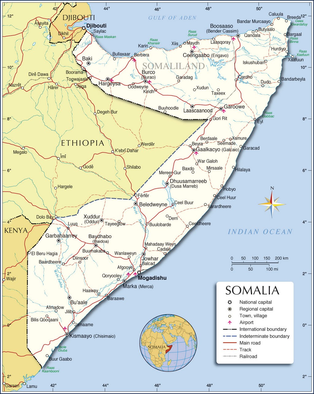Bản đồ hành chính của Somalia