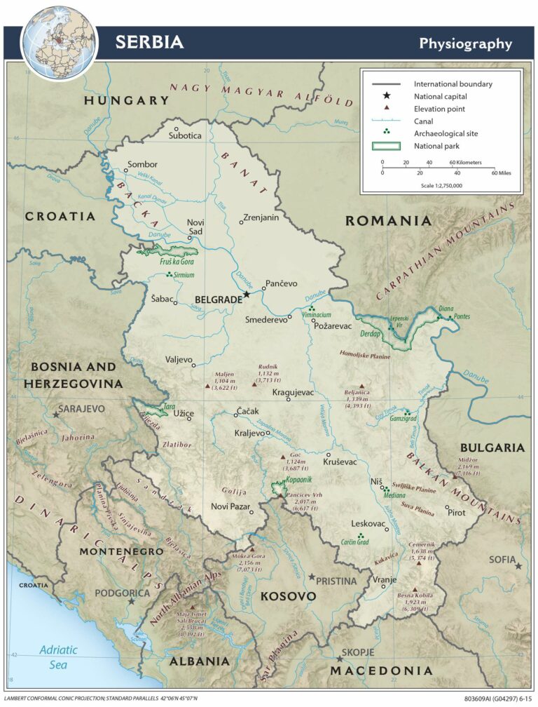 Bản đồ địa lý Serbia