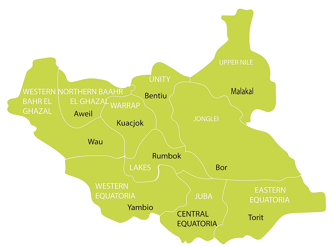 Bản đồ các bang Nam Sudan