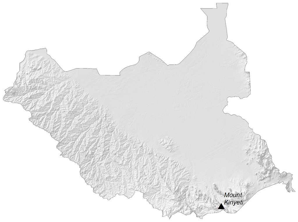 Bản đồ độ cao Nam Sudan