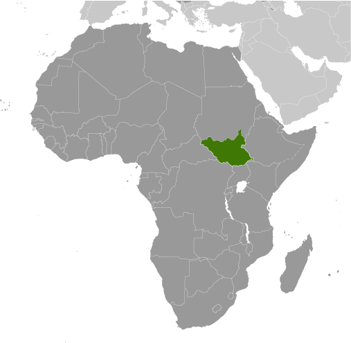 Bản đồ vị trí của Nam Sudan