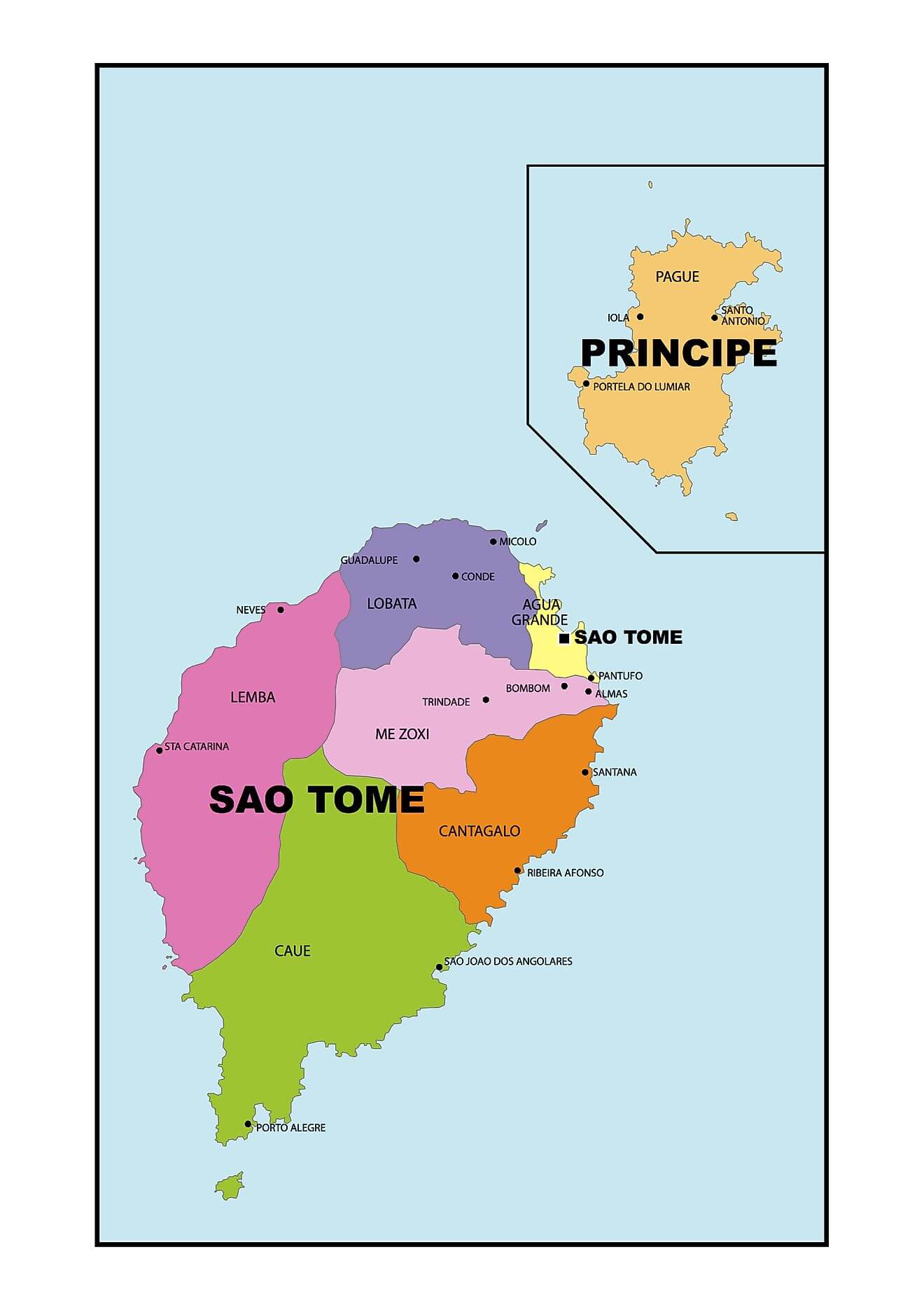 Bản đồ các quận Sao Tome và Principe