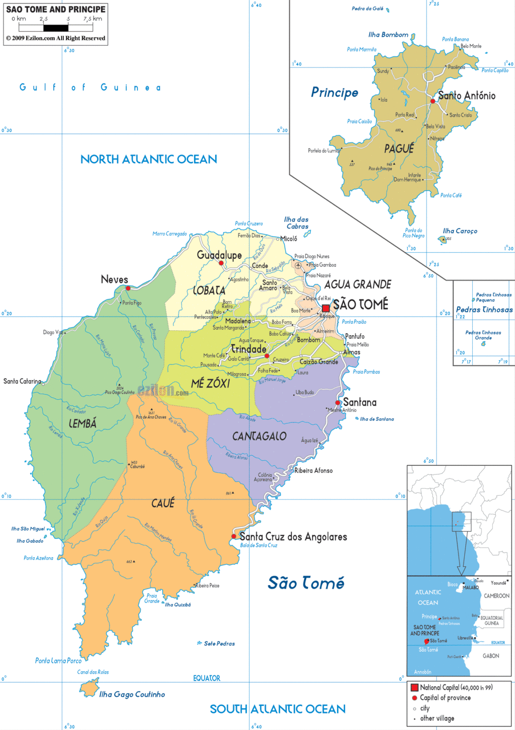 São Tomé & Príncipe political map.