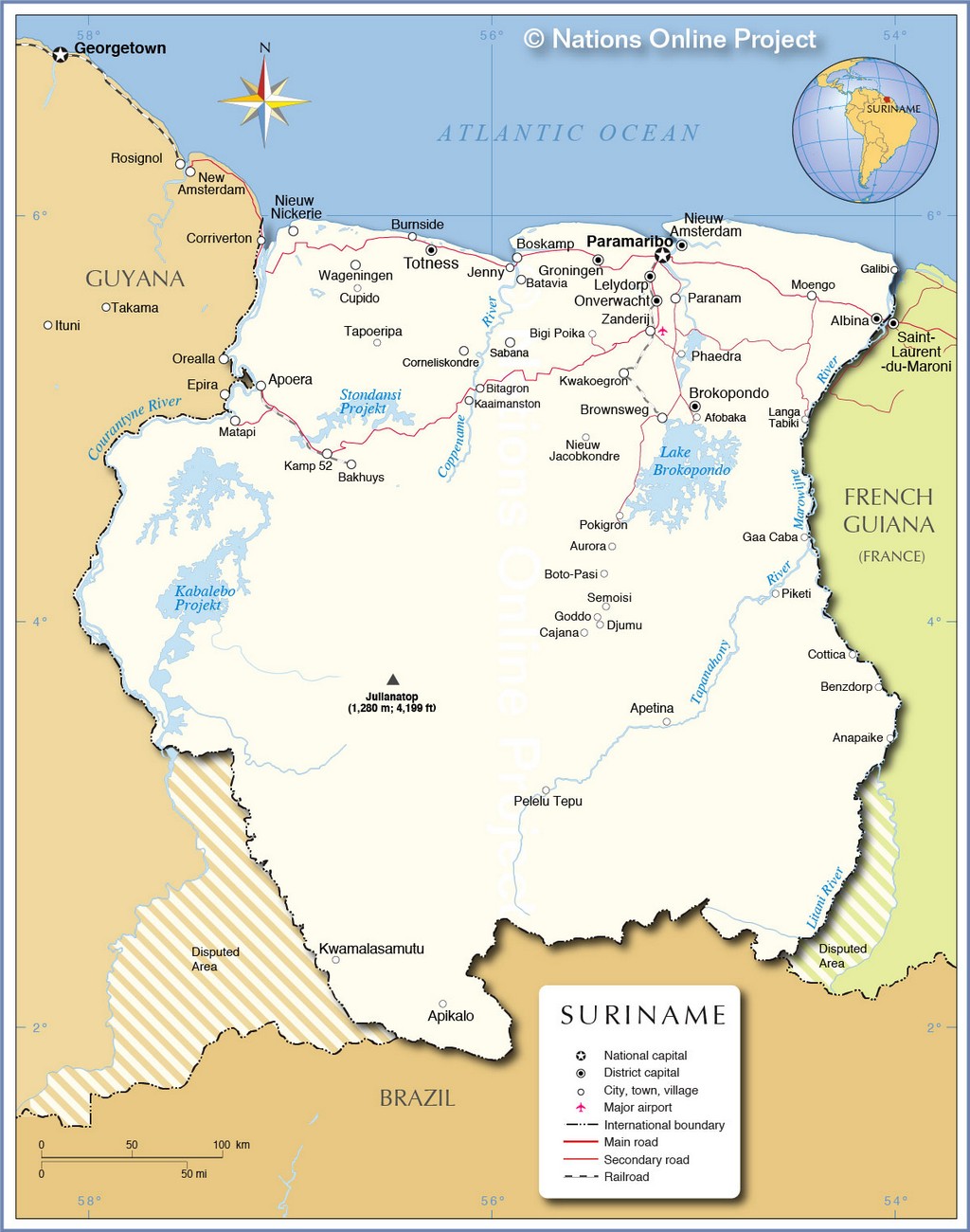Bản đồ hành chính của Suriname
