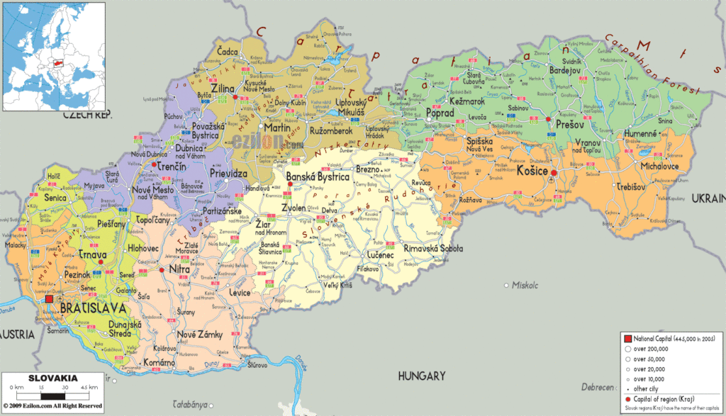 Slovakia political map.