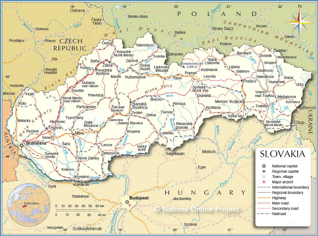 Bản đồ hành chính của Slovakia