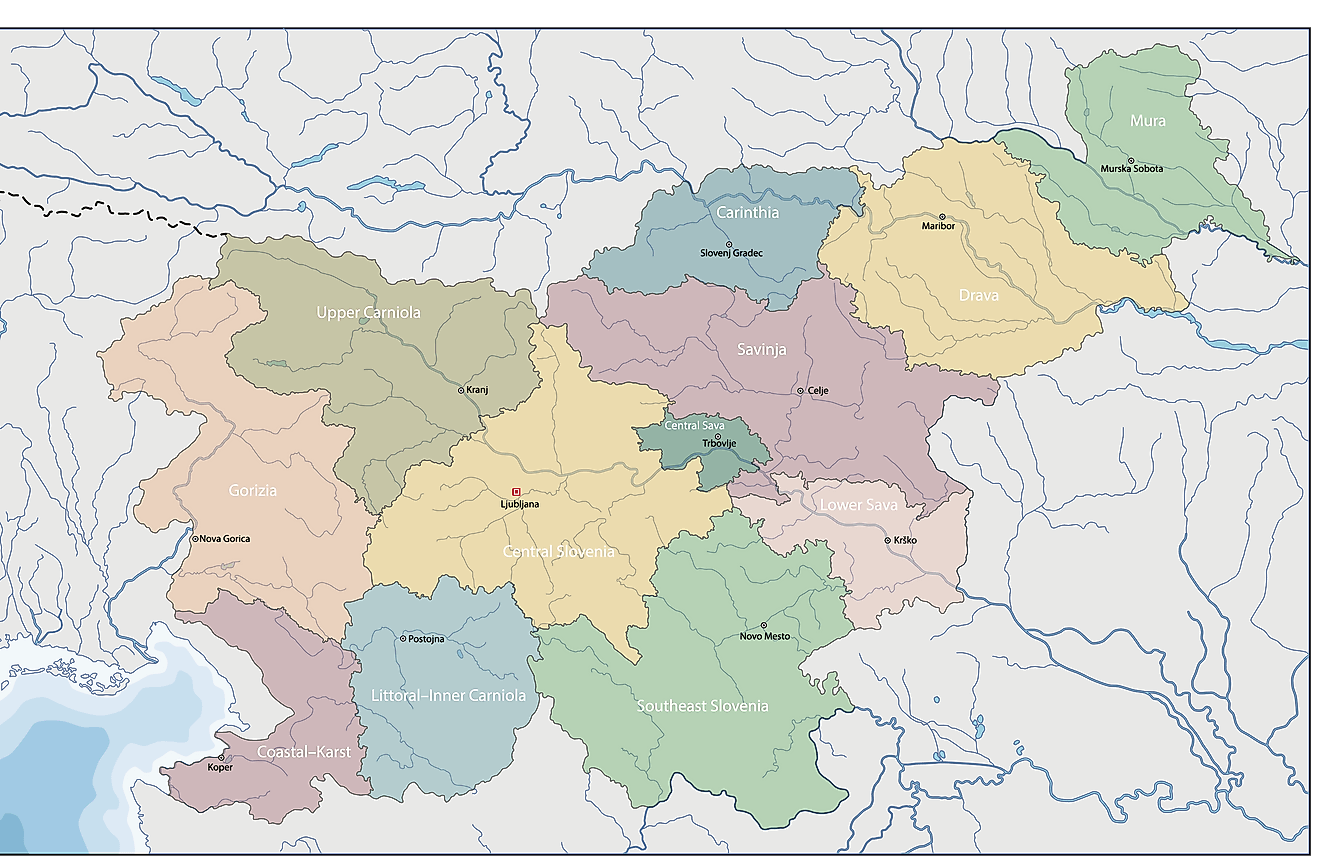 Regions of Slovenia Map