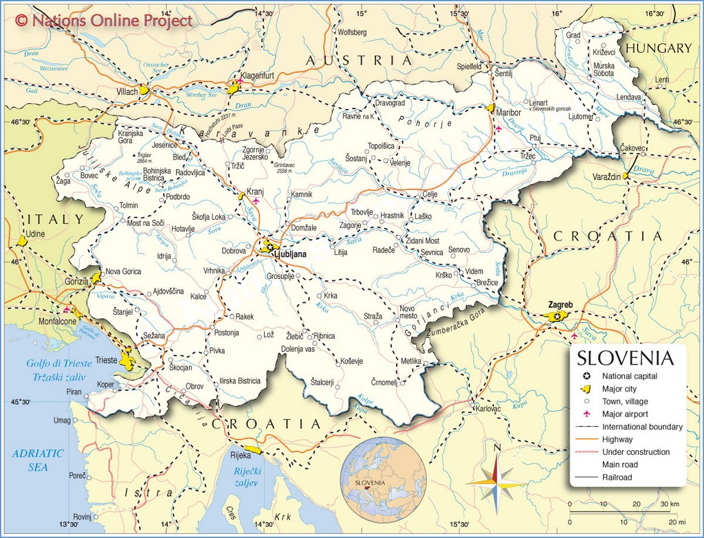 Bản đồ hành chính của Slovenia
