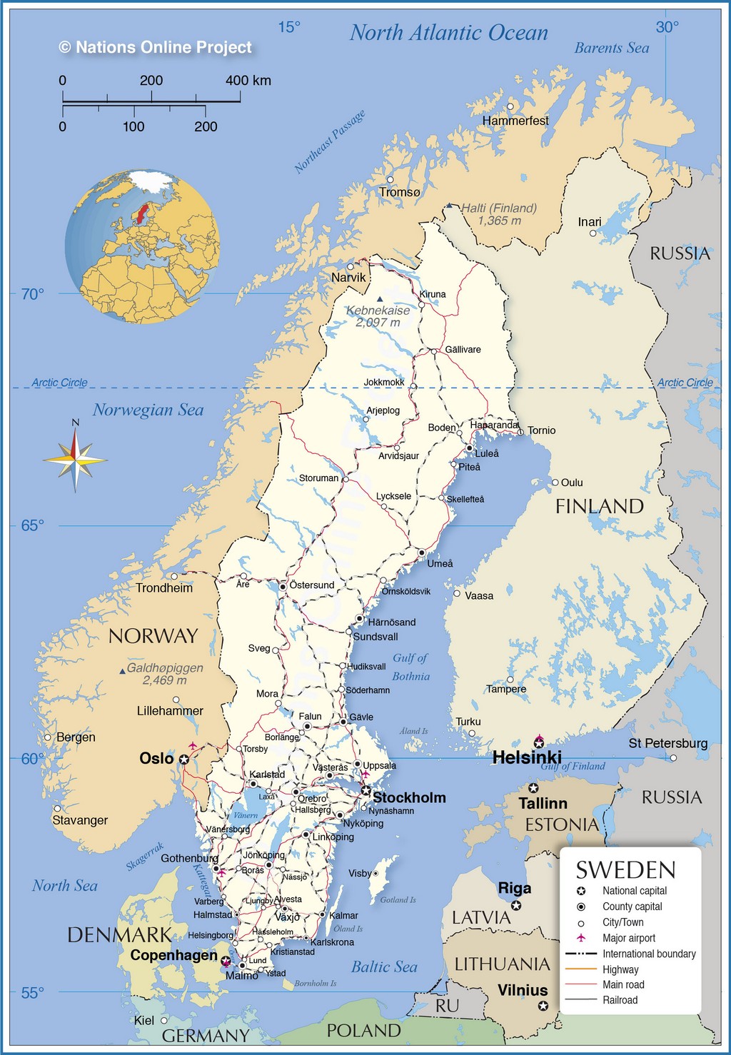 Bản đồ hành chính của Thụy Điển