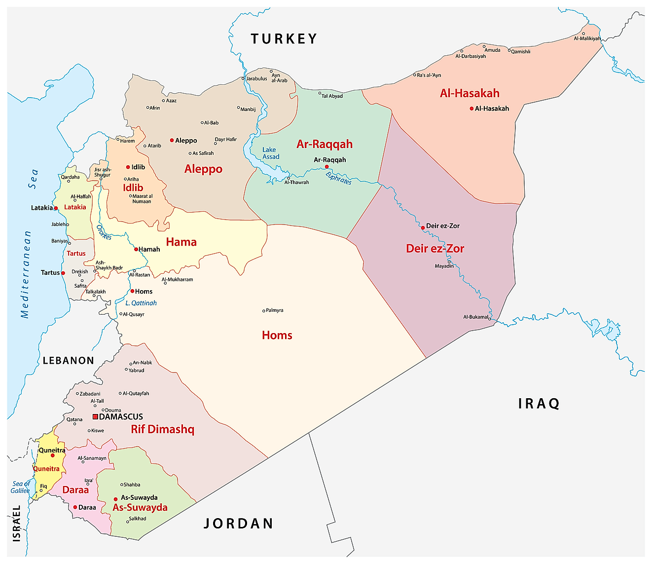 Tỉnh của Syria Bản đồ