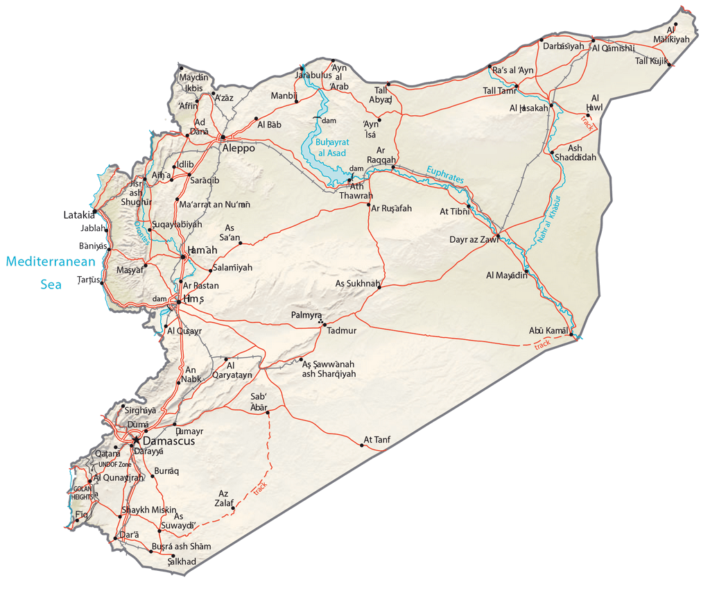 Bản đồ vật lý Syria