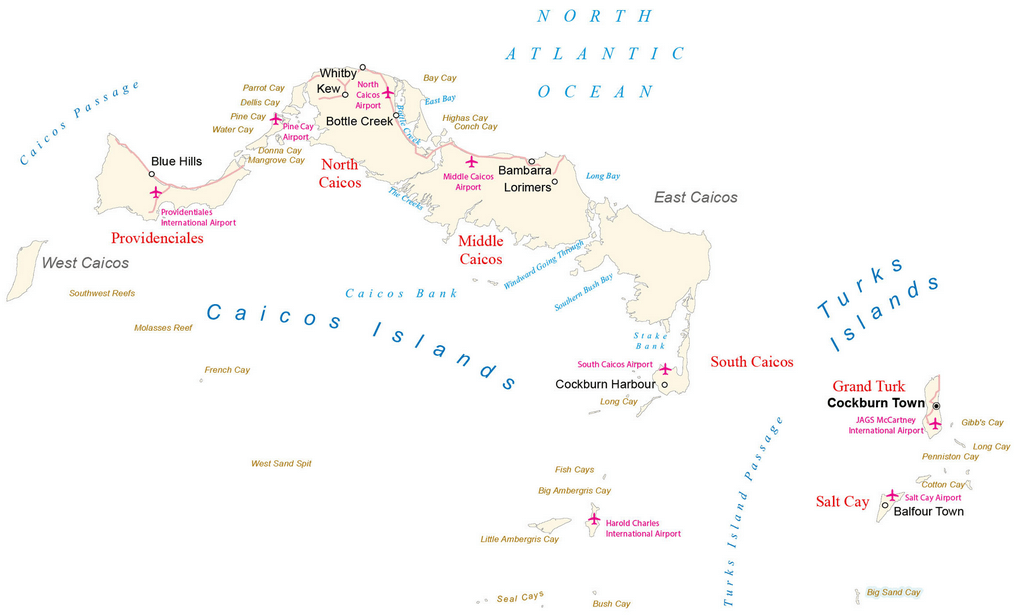 Bản đồ Thổ Nhĩ Kỳ và Caicos