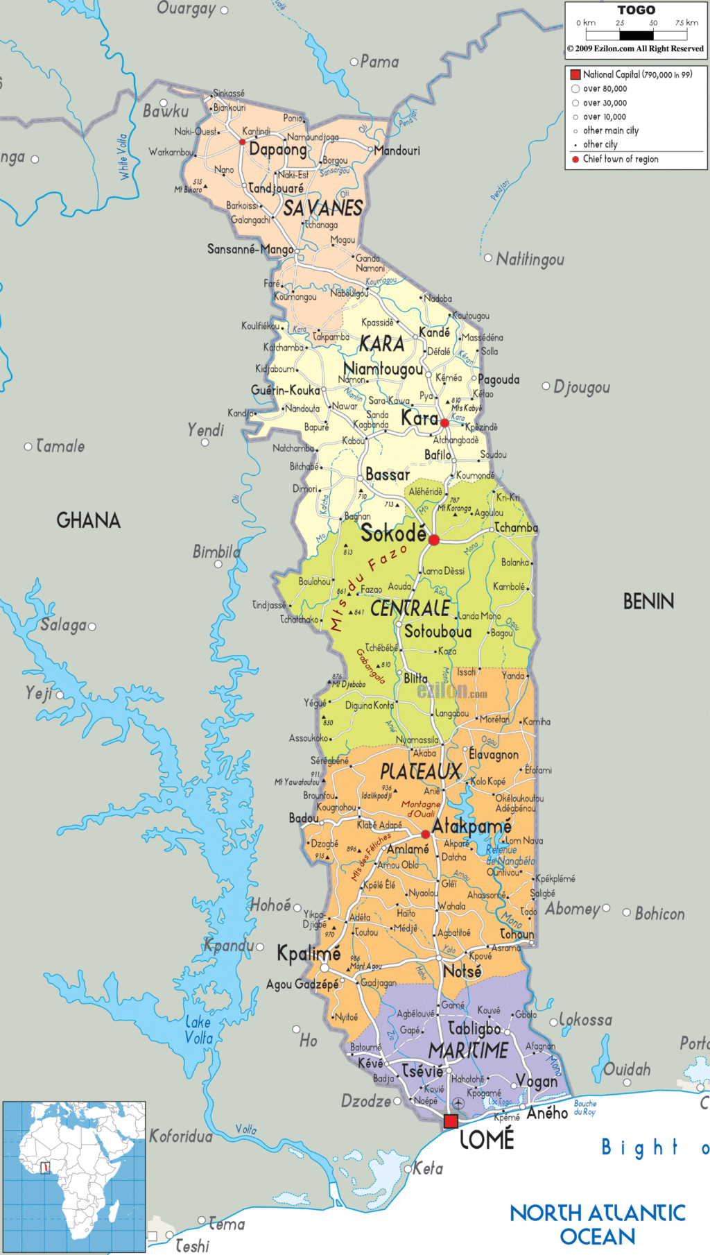 Bản đồ hành chính Togo