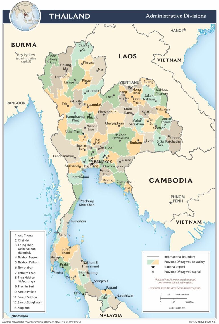 Bản đồ hành chính Thái Lan khổ lớn