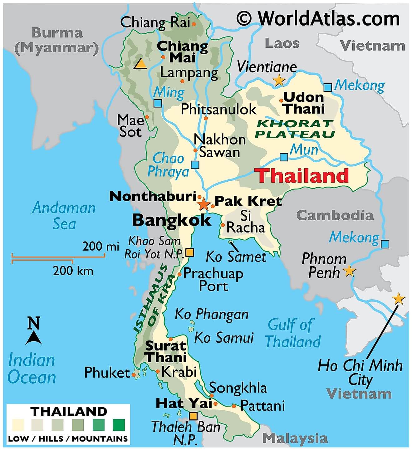 Bản đồ vật lý của Thái Lan